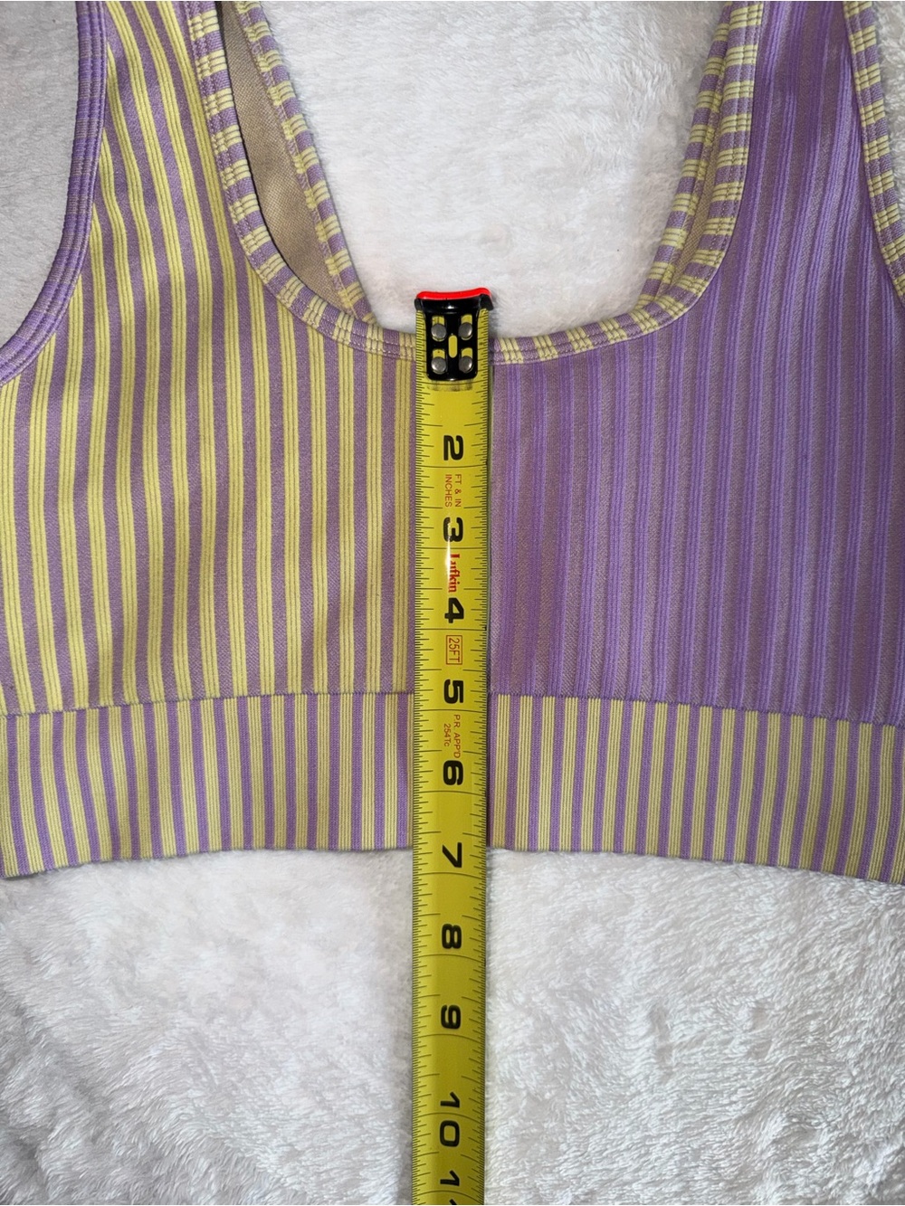 Striped Lavender & Olive Ribbed Active Set - Crop Tank + Biker Shorts - Picture 7 of 15